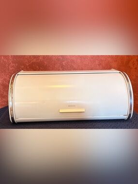 Brabantia Bread Box Metal Roll Top Door, White - Bread Keeper Vintage Belgium